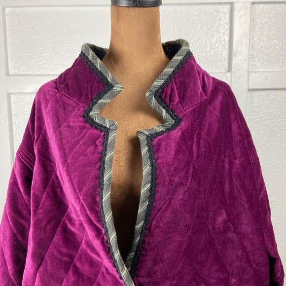 Handmade Vintage Reversible Quilted Boho Jacket Purple Paisley & Magenta Velvet - Picture 9 of 13